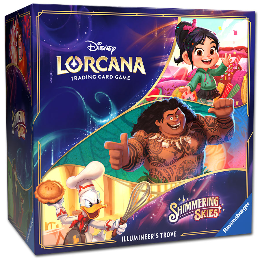 Disney Lorcana Himmelsleuchten Schatzkiste der Luminari mit Boostern, Kartenboxen und Zubehör für das Disney Lorcana Trading Card Game – ideal für Sammler und Spieler.